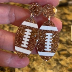 Glitter dangle football earrings. Lightweight and sparkly!